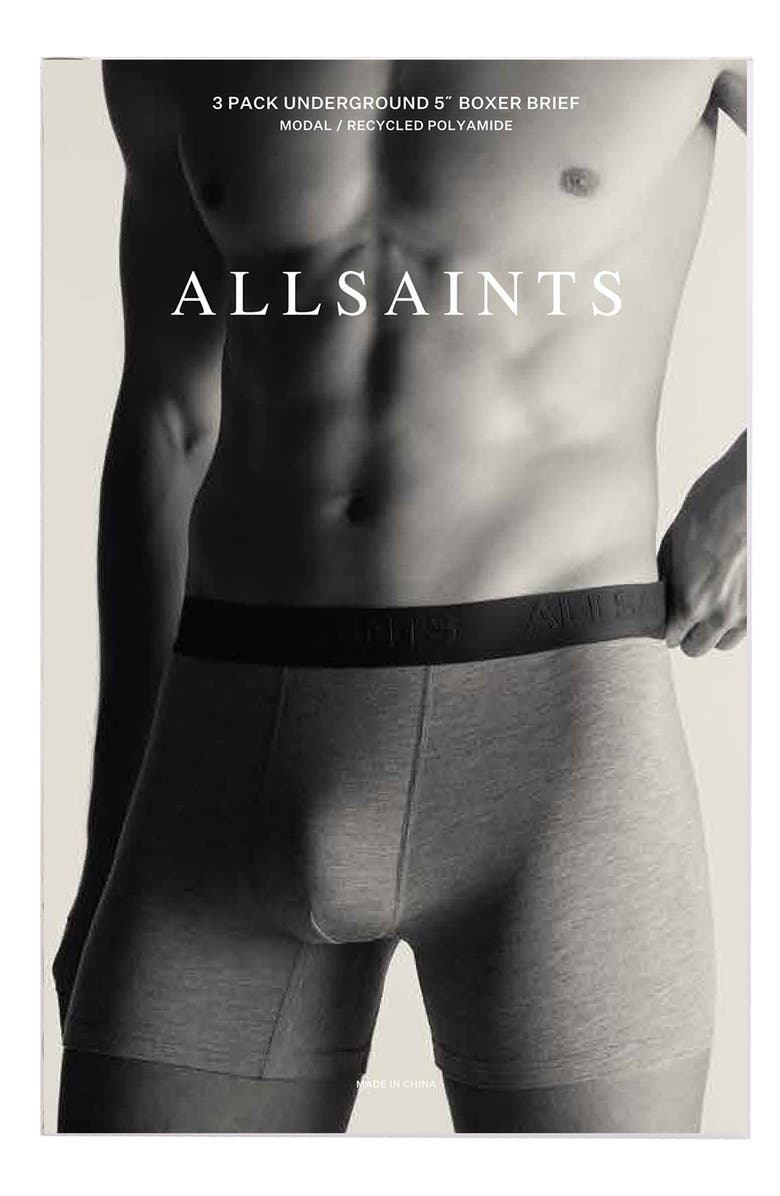 AllSaints 3-Pack 5-Inch Contour Pouch Boxer Briefs, Alternate, color, Black