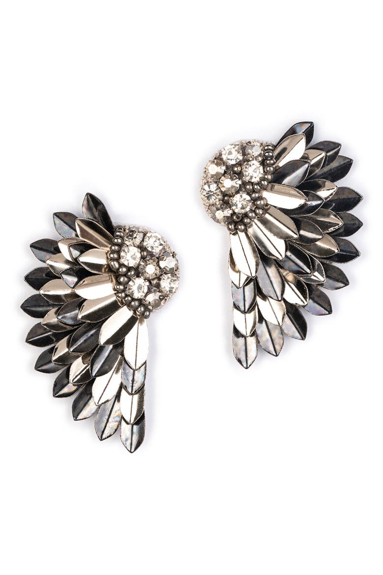Perry Wing Drop Earrings, Main, color, SILVER/ GUNMETAL
