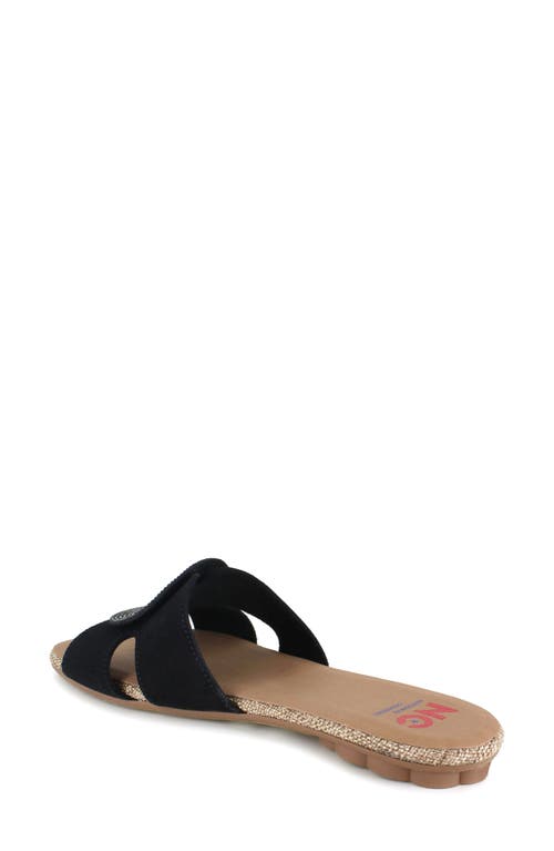 National Comfort Granada Flat Slide Sandal In Black Leather