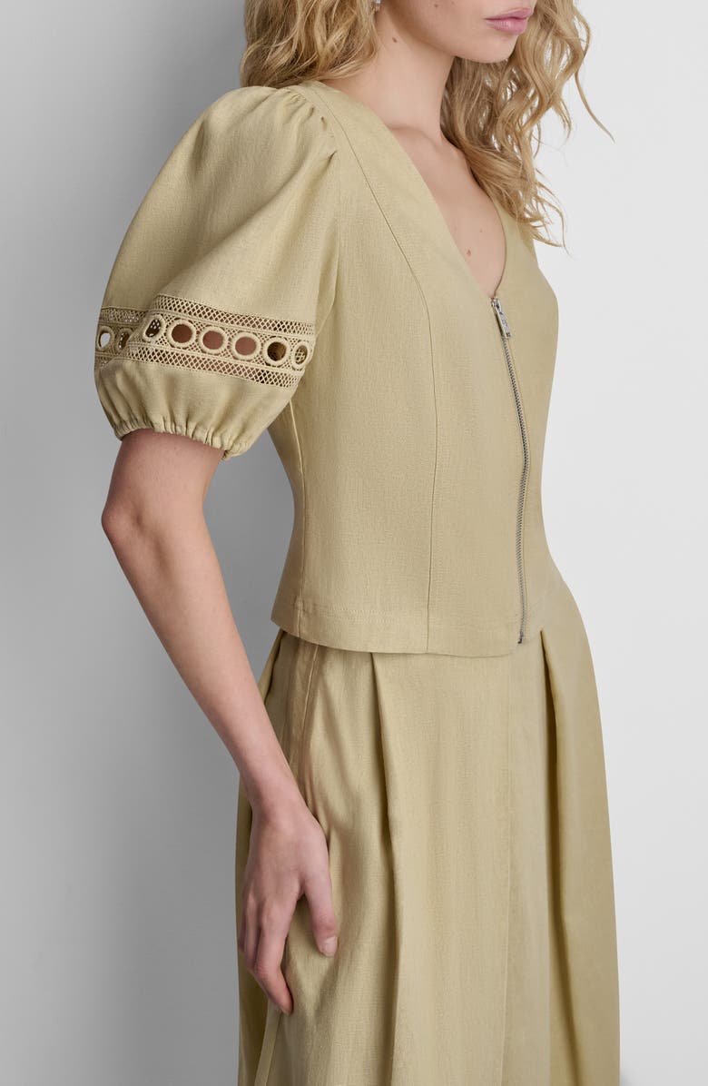 DKNY Loop Lace Puff Sleeve Top, Alternate, color, Mojave Desert