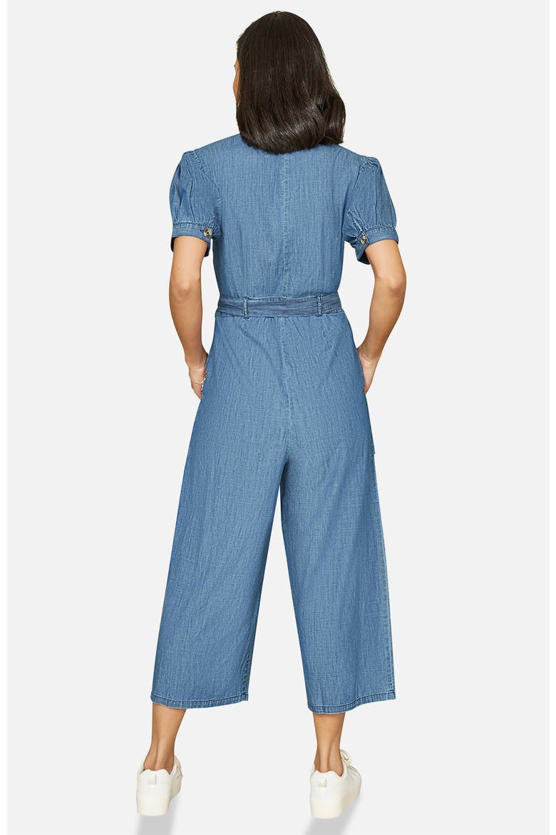 Cotton Chambray Button Up Jumpsuit, Alternate, color, Blue