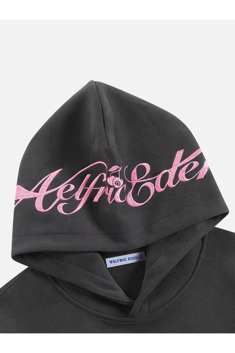 Oversized Cherry Pattern Pullover Hoodie, Alternate, color, Grey