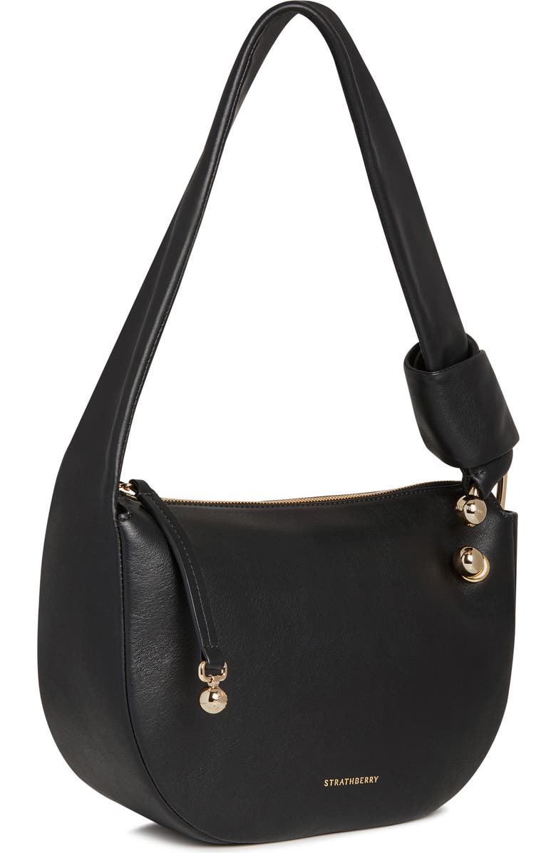 Strathberry Mini Halo Leather Shoulder Bag, Alternate, color, Black