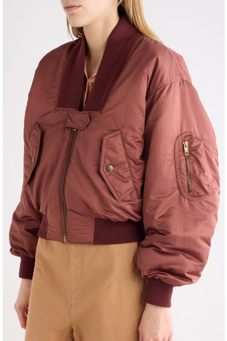 Oversize Techniacal Satin Bomber Jacket, Alternate, color, WILDWOOD BROWN