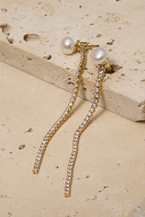 Untamed Petals Ventana Crystal Chain Earrings In Gold