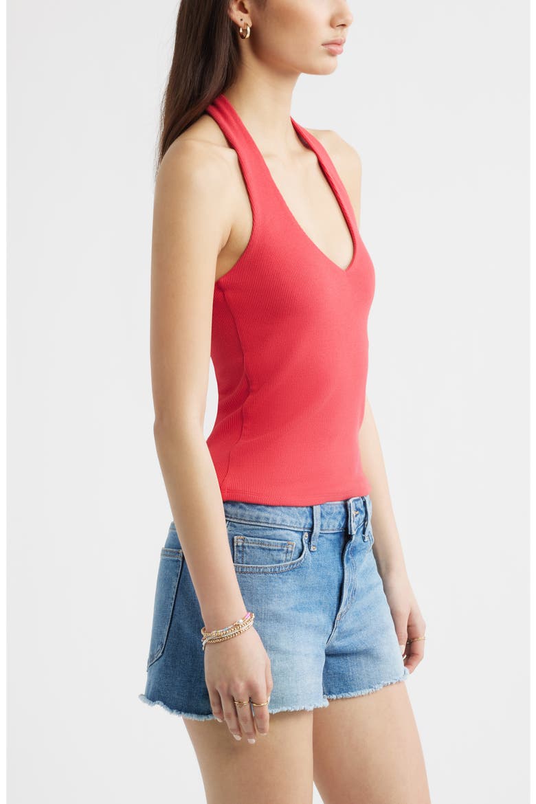 V-Neck Rib Halter Top, Alternate, color, RED SAUCY