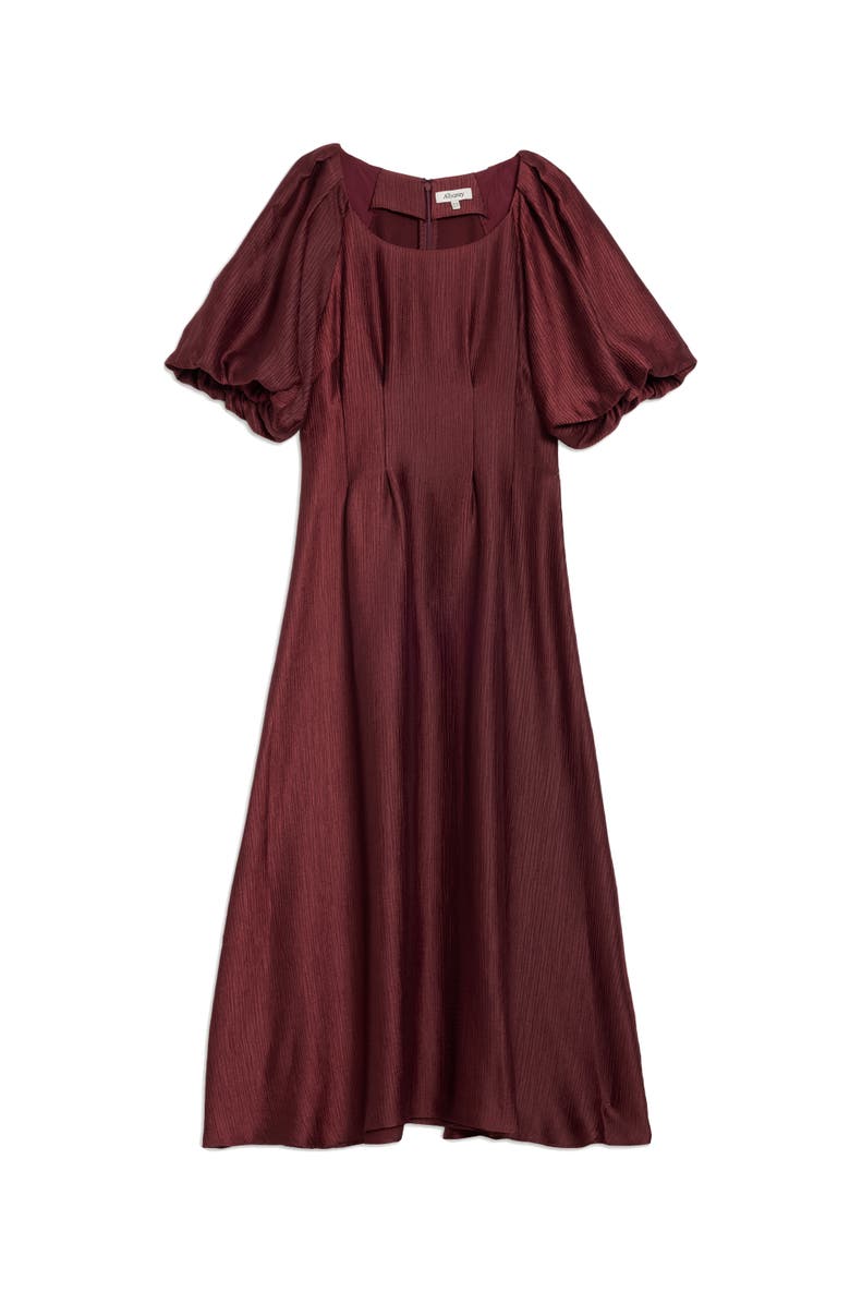 Albaray Crinkle Satin Short Sleeve Midi Dress, Alternate, color, Burgundy
