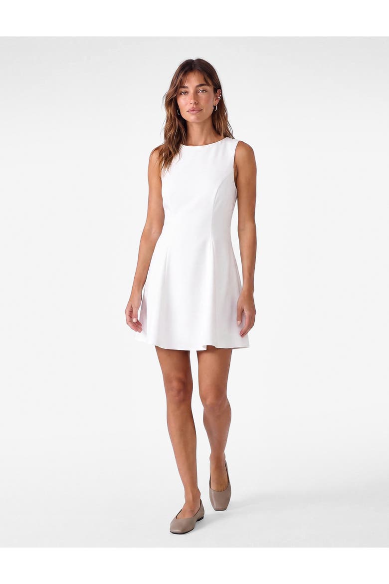 Sleeveless Crew Neck Flare Mini Dress, Main, color, ECRU