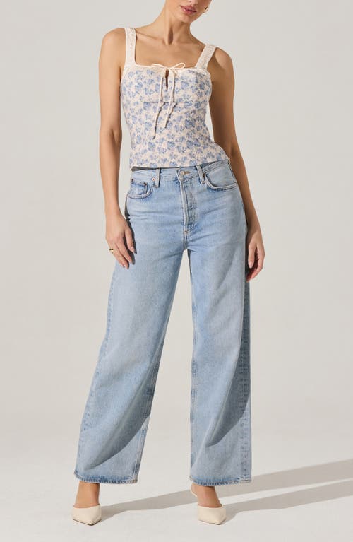 Astr The Label Floral Milkmaid Top In Blue Floral