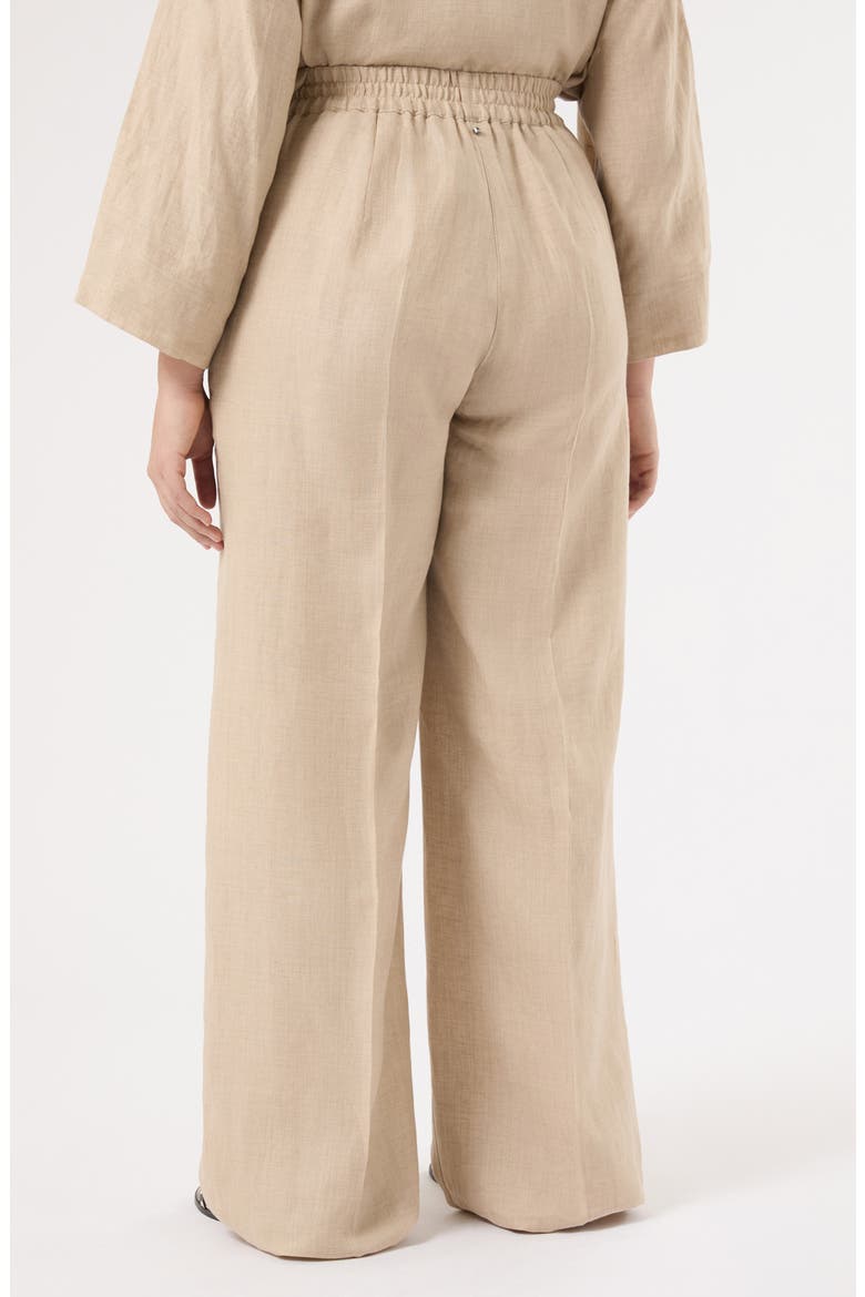 Mrs. Comma Wide Leg Flax Linen Pants, Alternate, color, SAND