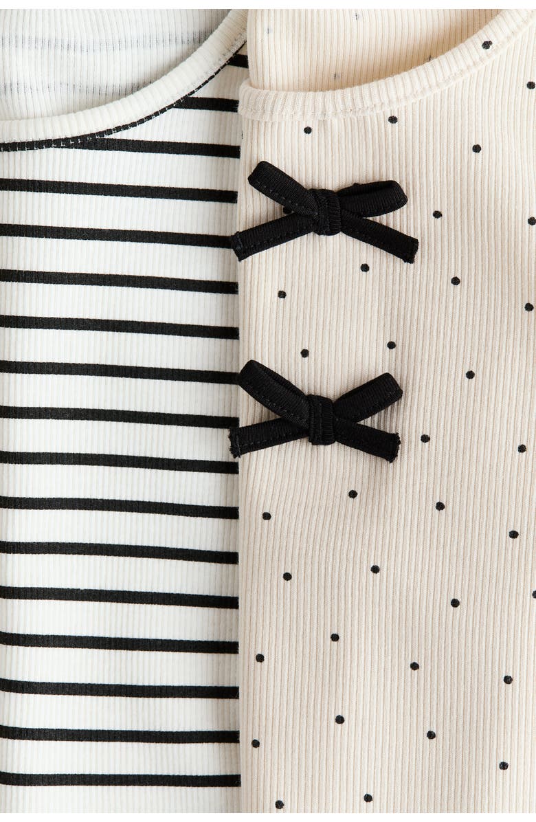 H&M 2-pack Ribbed Cotton Tops, Alternate, color, Cream/Striped