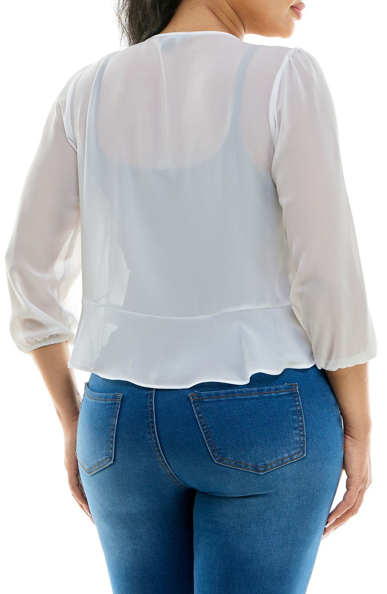 Nina Leonard Tiered Chiffon Shrug, Alternate, color, Ivory