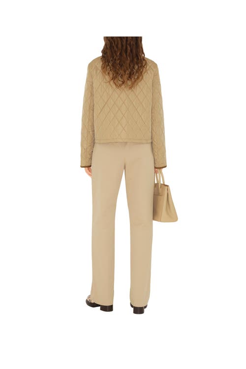 Burberry Corduroy-trimmed Quilted Shell Jacket In Flax/sand