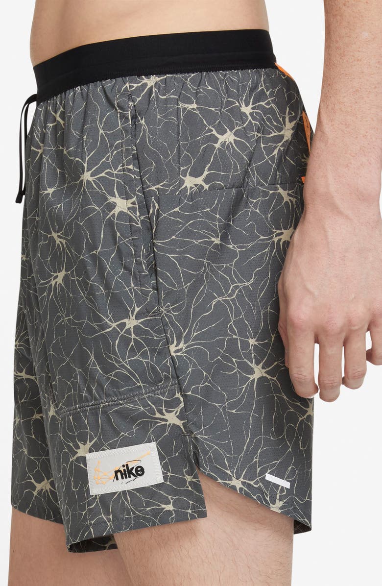 Nike Stride Water Repellent Mesh Running Shorts, Alternate, color, Iron Grey/ Peach Cream