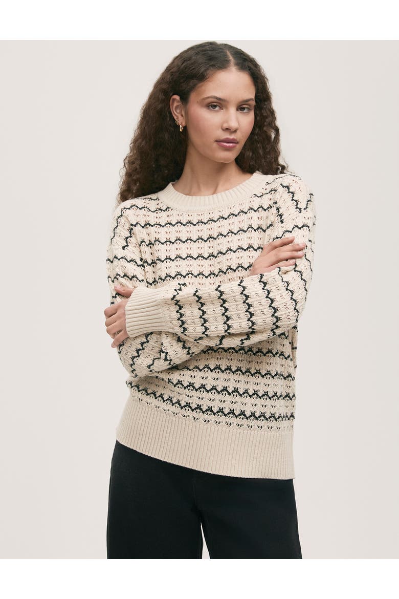 Sansa Long Sleeve Crochet Sweater, Main, color, Ivory