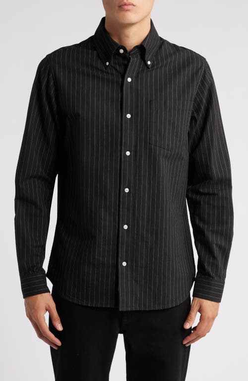 Schott NYC Stripe Button-Down Shirt in Black 