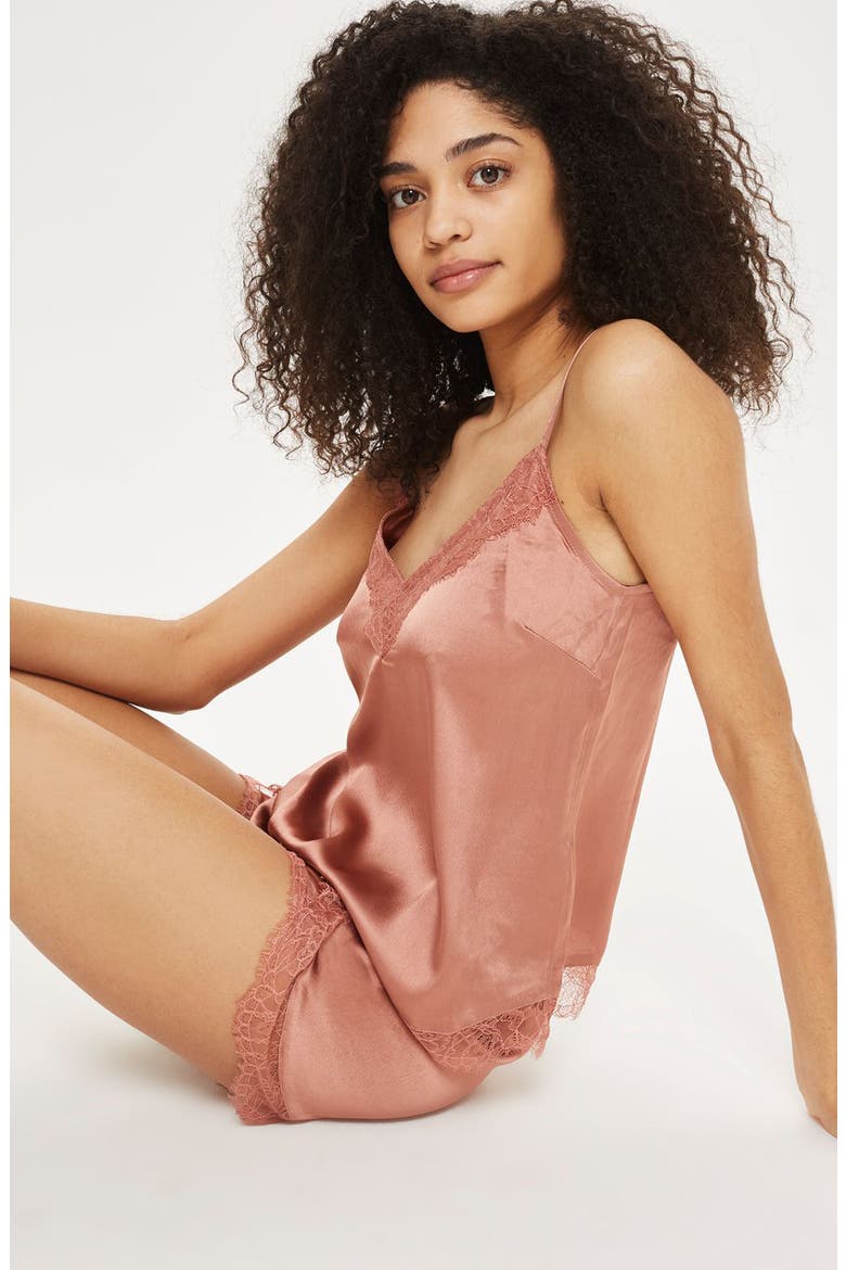 Ella Lace Short Pajama Set, Alternate, color, RUST