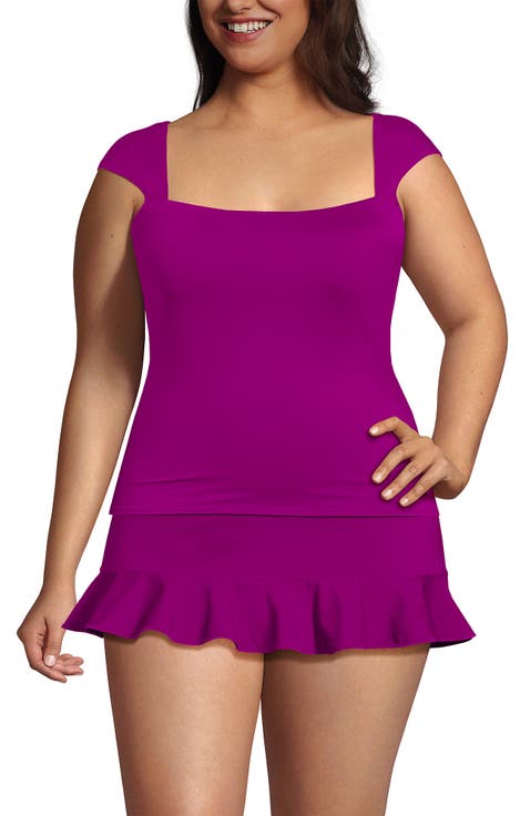 Womens Square Neck Underwire Square Back Tankini Swimsuit Top