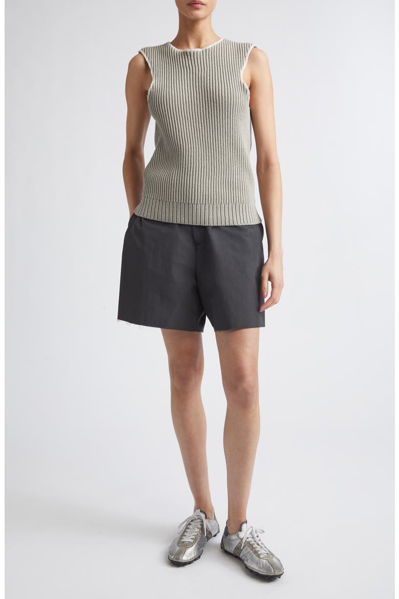 Deconstructed Sleeveless Cotton & Nylon Sweater, Alternate, color, GREY