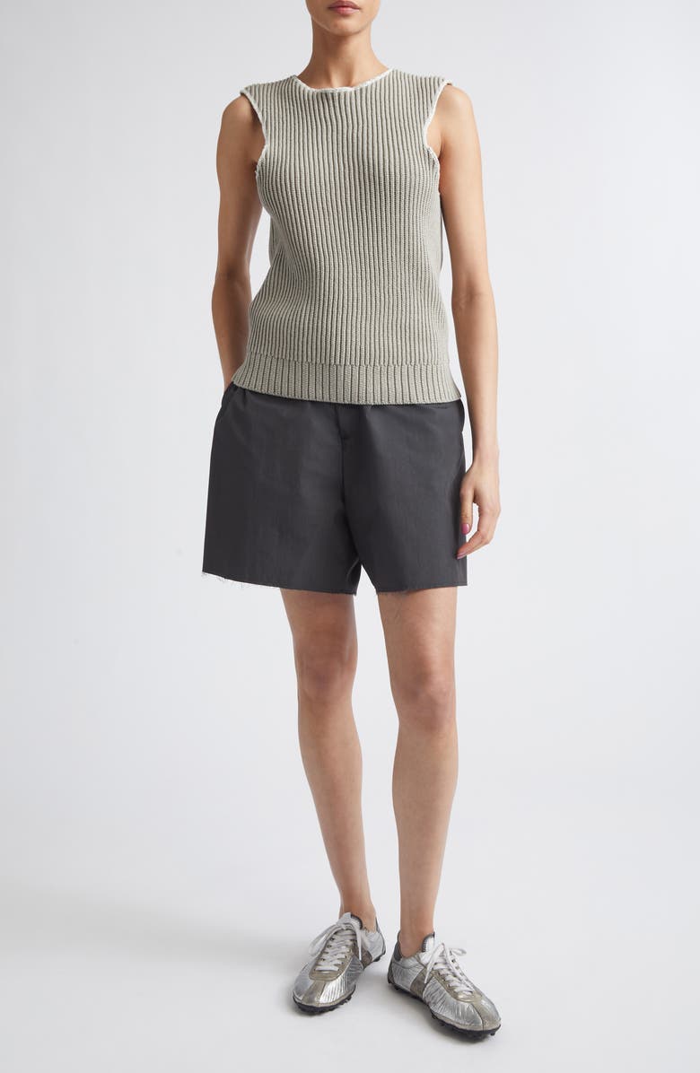 MM6 Maison Margiela Deconstructed Sleeveless Cotton & Nylon Sweater, Alternate, color, Grey