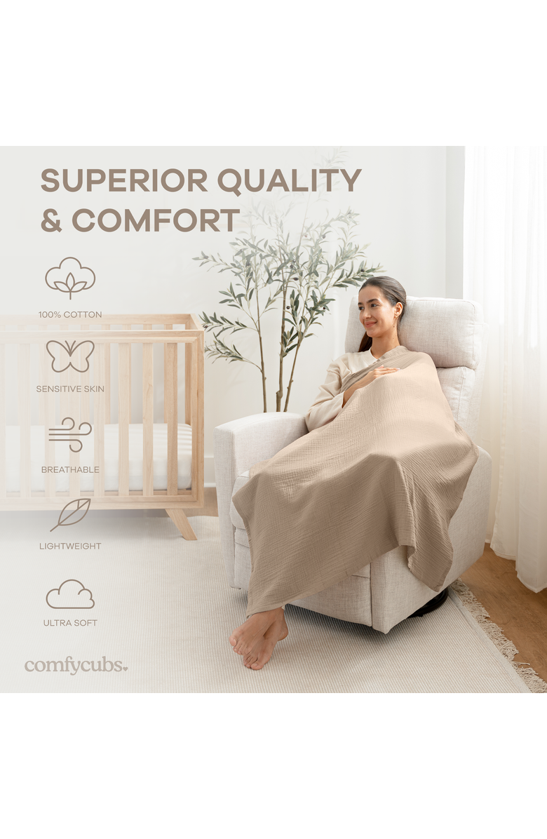 Comfy Cubs Muslin Swaddle Blankets Pack of 3, Alternate, color, Sand, Cedar, Caramel