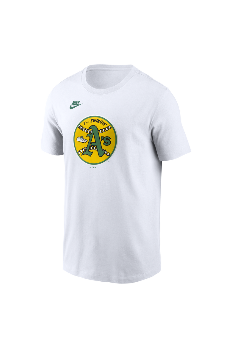 Men's Nike White Oakland Athletics Cooperstown Collection Logo T-Shirt, Alternate, color, White