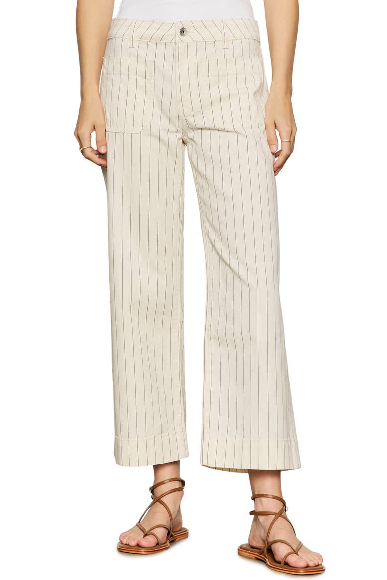 The Marine Stripe Crop Wide Leg Jeans, Main, color, BLEACHED WHITE PINSTRIPE
