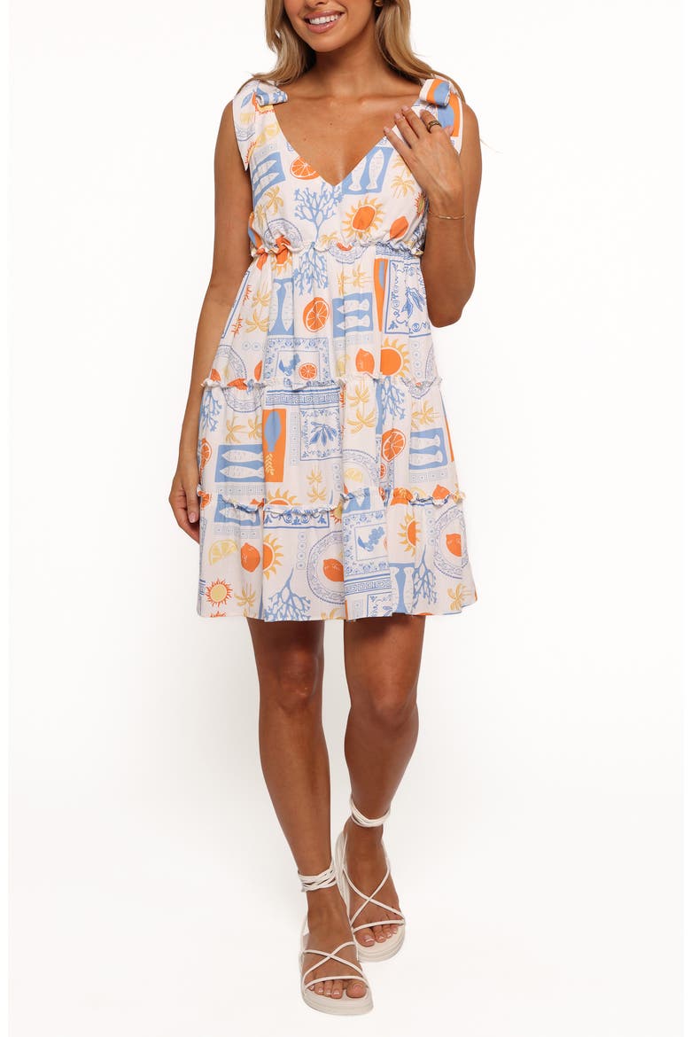 Melodie Bow Strap Minidress, Main, color, MULTI WHITE