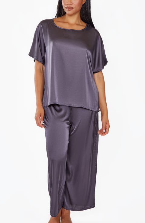 Satin Pullover Top and Pants Loungewear Set