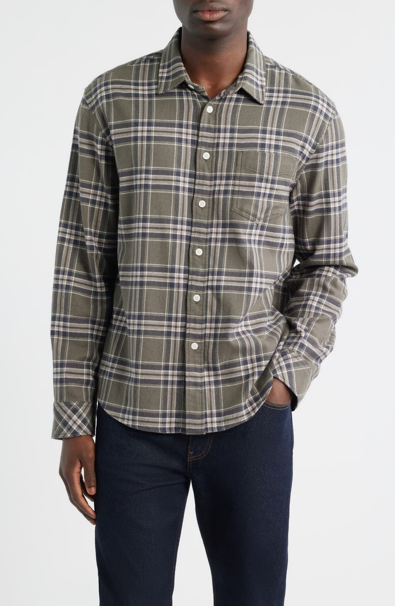 Rails Forrest Plaid Cotton Flannel Button-Up Shirt, Main, color, Driftwood Coal