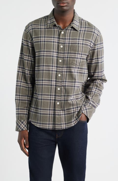 Forrest Plaid Cotton Flannel Button-Up Shirt