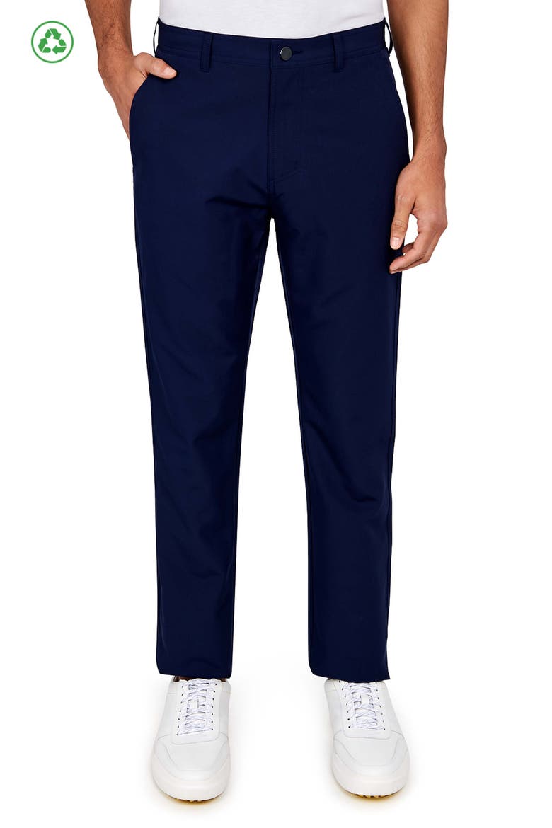 Regular Fit Solid Flat Front Recycled Performance Golf Pants, Main, color, MIDNIGHT