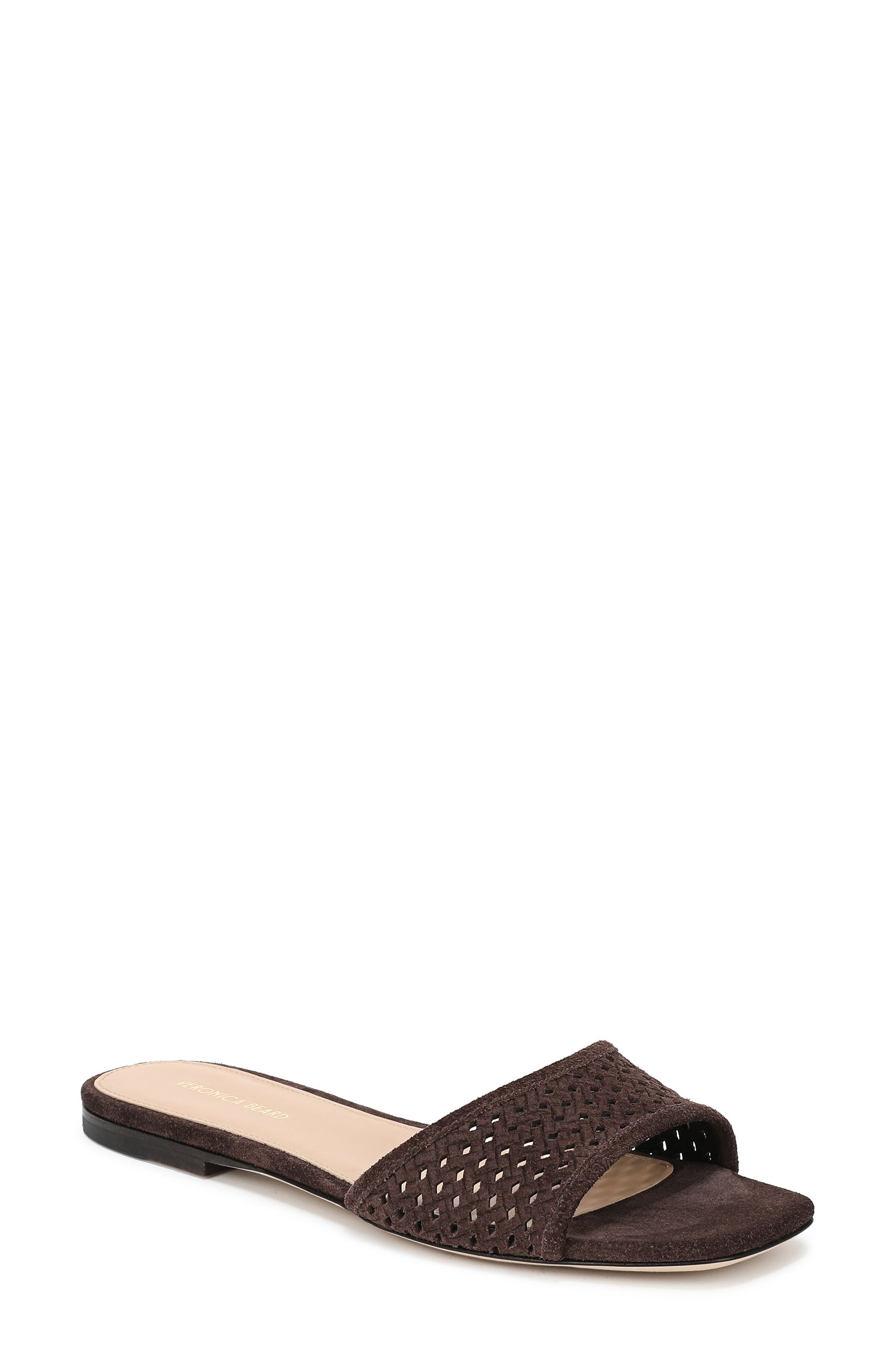 Veronica Beard Myla Perforated Slide Sandal, Main, color, Espresso