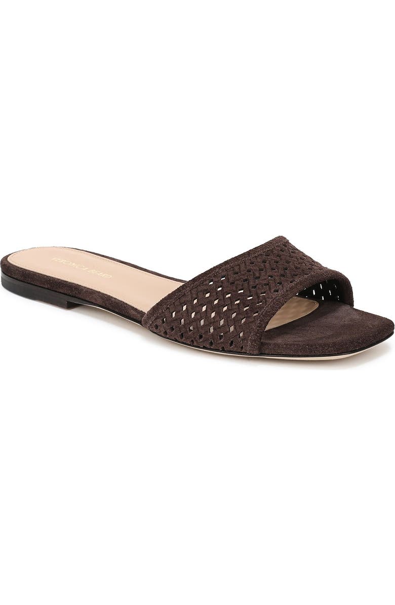Veronica Beard Myla Perforated Slide Sandal, Main, color, Espresso
