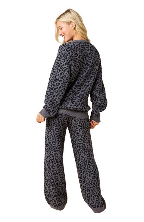 Marshmallow Leopard Crew Neck Lounge Set