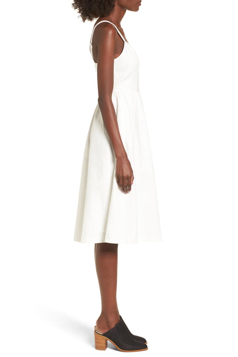 Cotton & Linen Ballerina Midi Dress, Alternate, color, WHITE