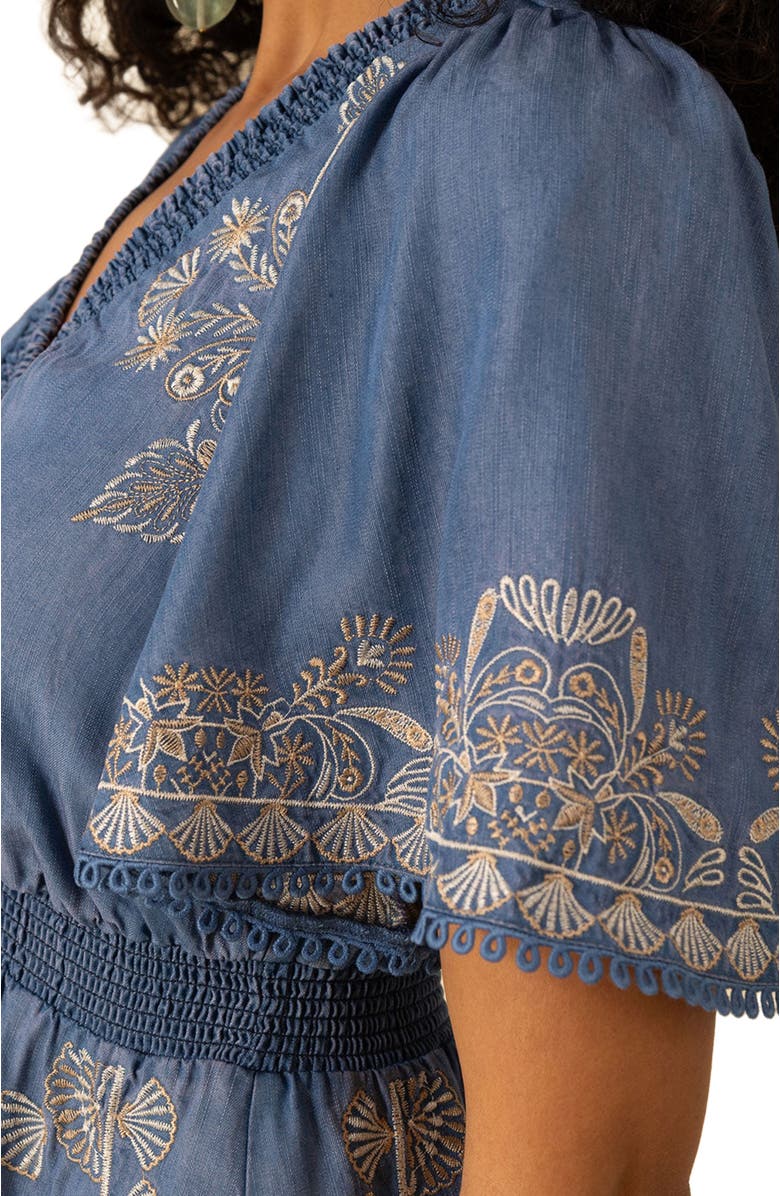 Hale Bob Elora Embroidered Chambray Dress, Alternate, color, 