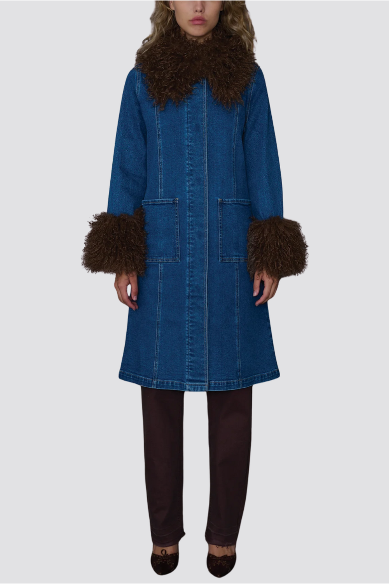 Penny Denim Faux Fur Jacket, Main, color, Main St.