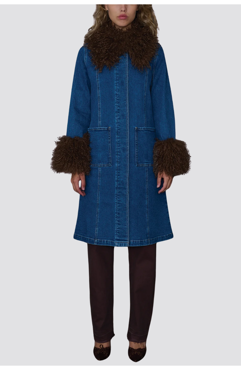 TT Studios Penny Denim Faux Fur Jacket, Main, color, Main St.