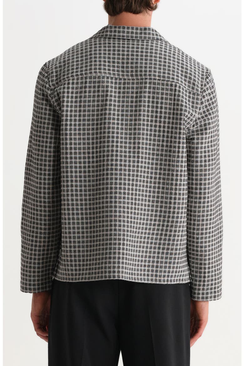 Corey Mini Check Long Sleeve Camp Shirt, Alternate, color, BLACK / ECRU