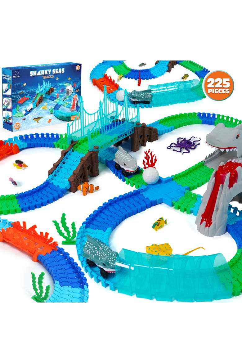Shark Car Seas Tracks Playset 225 Pieces, Main, color, Multi Color