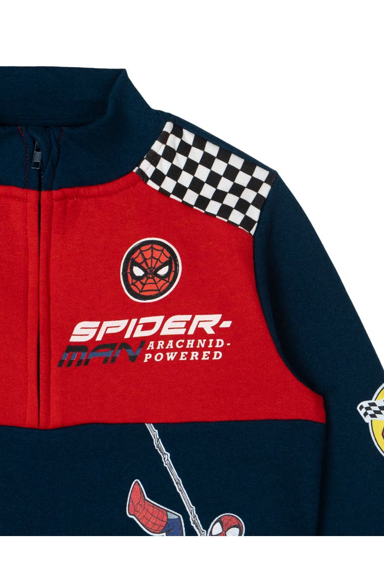 Spider-Man Racing Fleece Quarter Zip Sweatshirt, Alternate, color, Spider Man Navy Red
