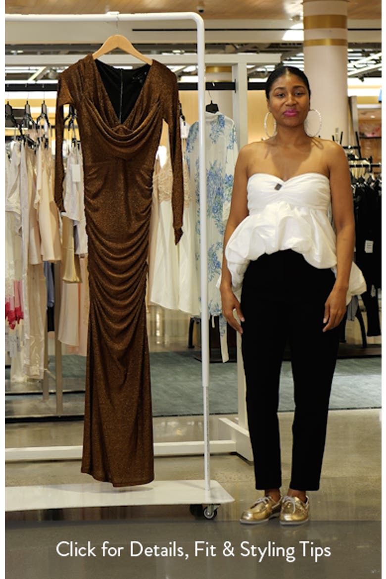 Rafaela Long Sleeve Glitter Knit Gown video