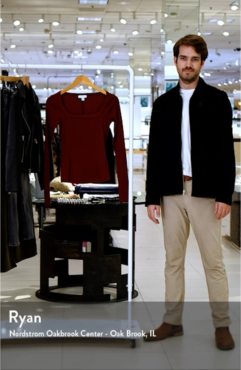 Square Neck Long Sleeve Cotton Rib T-Shirt, sales video thumbnail