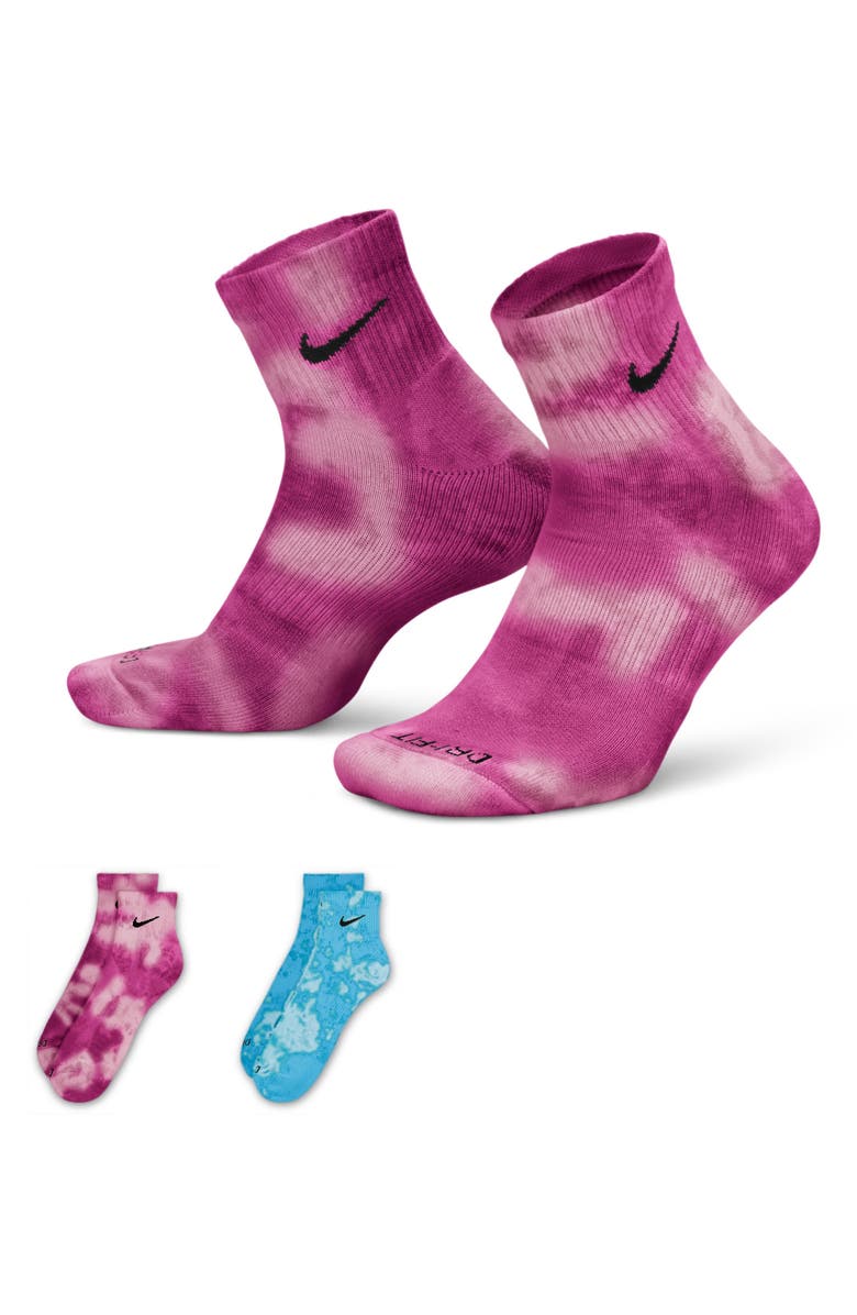 Nike Dri-FIT Everyday 2-Pack Assorted Tie Dye Ankle Socks, Alternate, color,