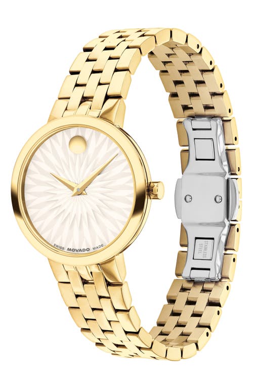 Movado Women's Museum Classic Swiss Quartz Yellow Pvd Watch, 29.5mm In White