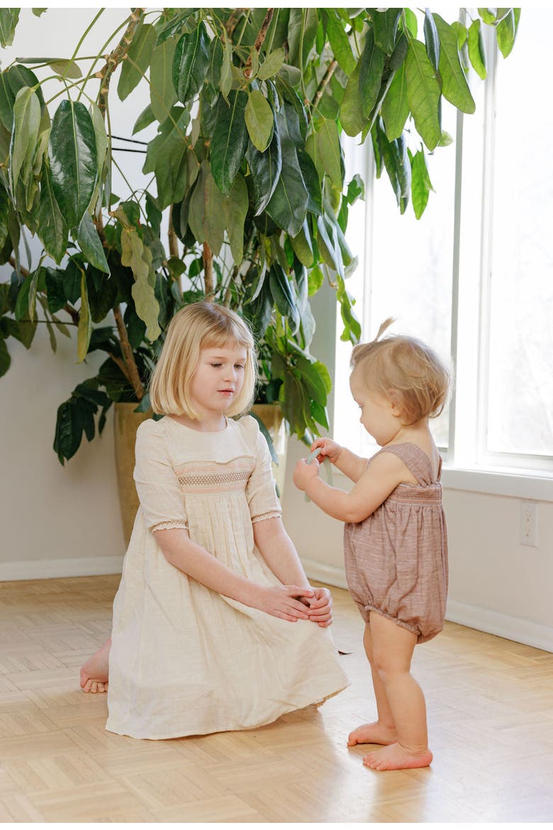 Looms Stitch Collection - Smocked Linen Romper, Alternate, color, Mauve