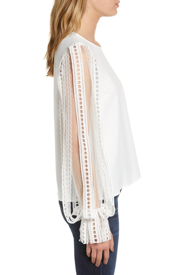 Lace Sleeve Blouse, Alternate, color, WHITE