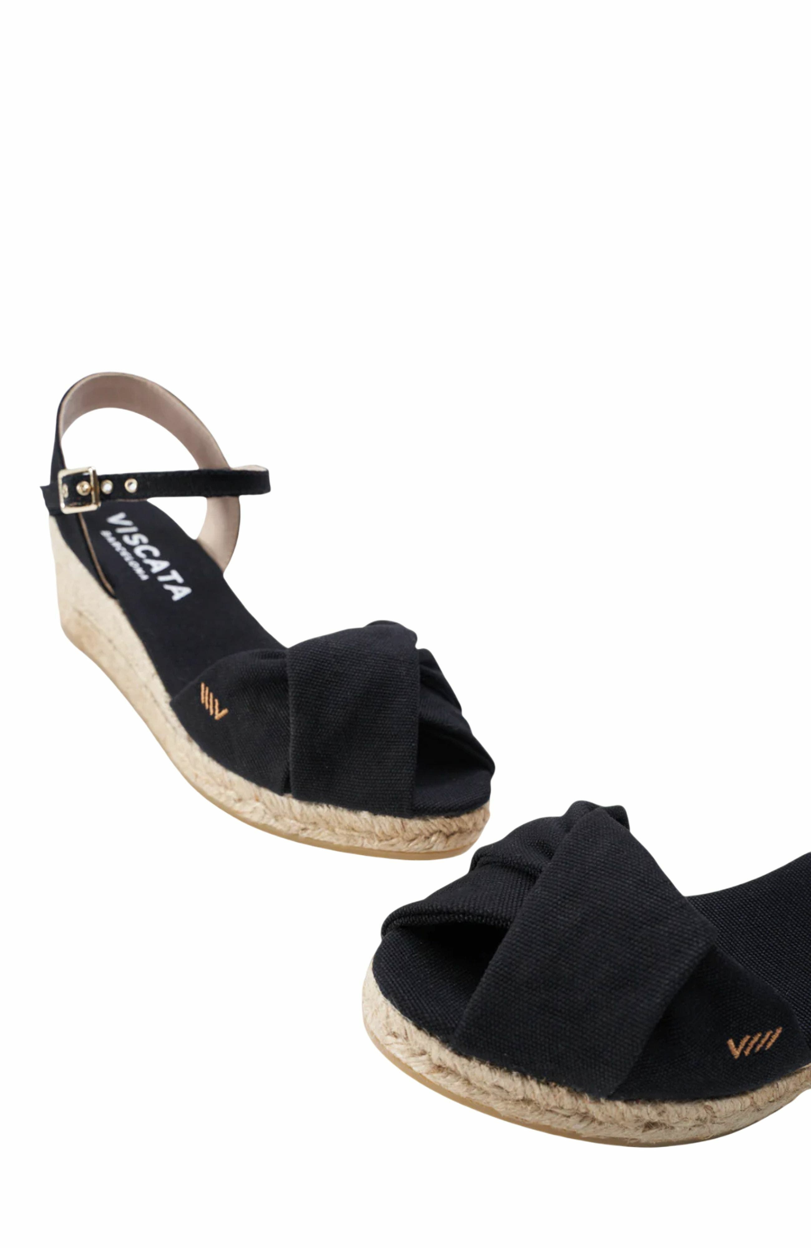 VISCATA Farella Canvas Espadrille Sandal Wedges, Alternate, color, Black