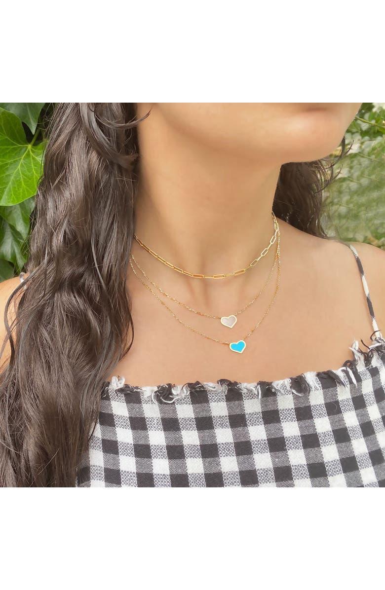 The Lovery Fine Jewelry Mother of Pearl Single Heart Necklace, Alternate, color, Mother Of Pearl